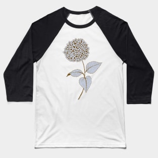 Hydrangea flower botanical line drawing in light blue Baseball T-Shirt